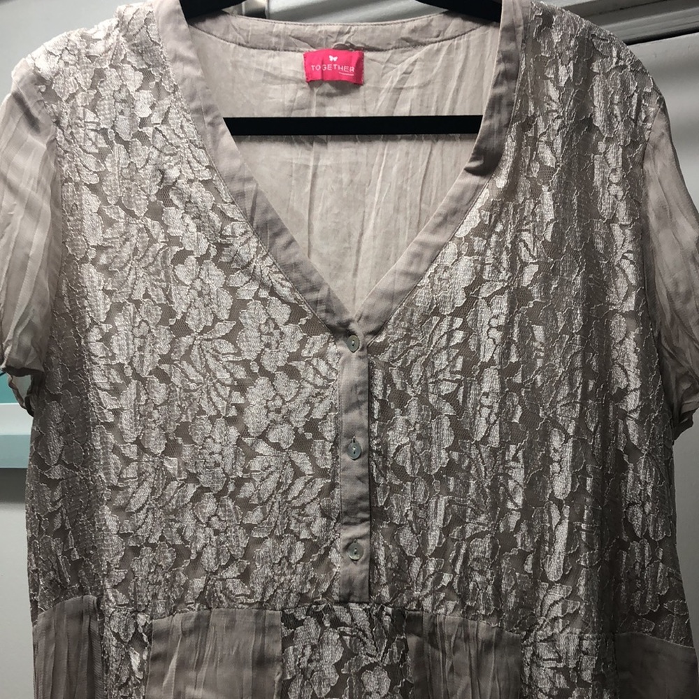 Together brand, lacy Champagne coloured dress size 18